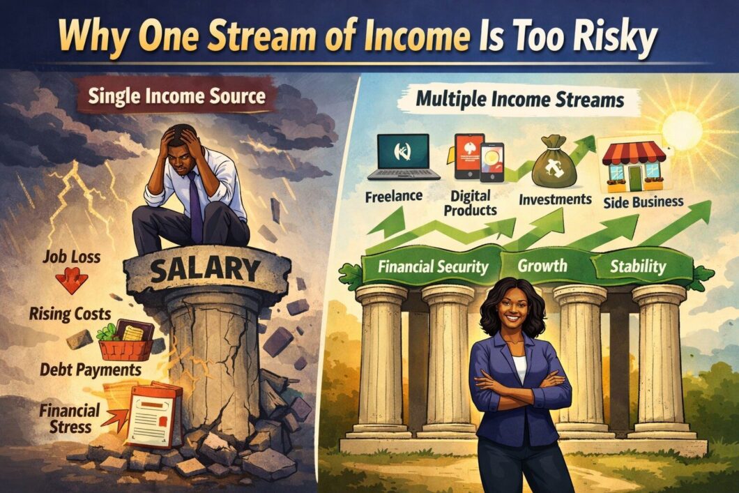 Illustration showing multiple income streams versus a single income source