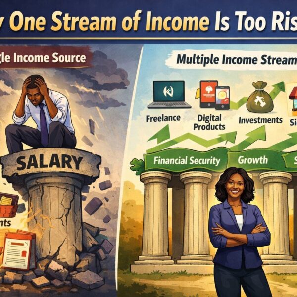 Illustration showing multiple income streams versus a single income source